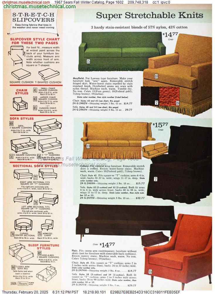 1967 Sears Fall Winter Catalog, Page 1602