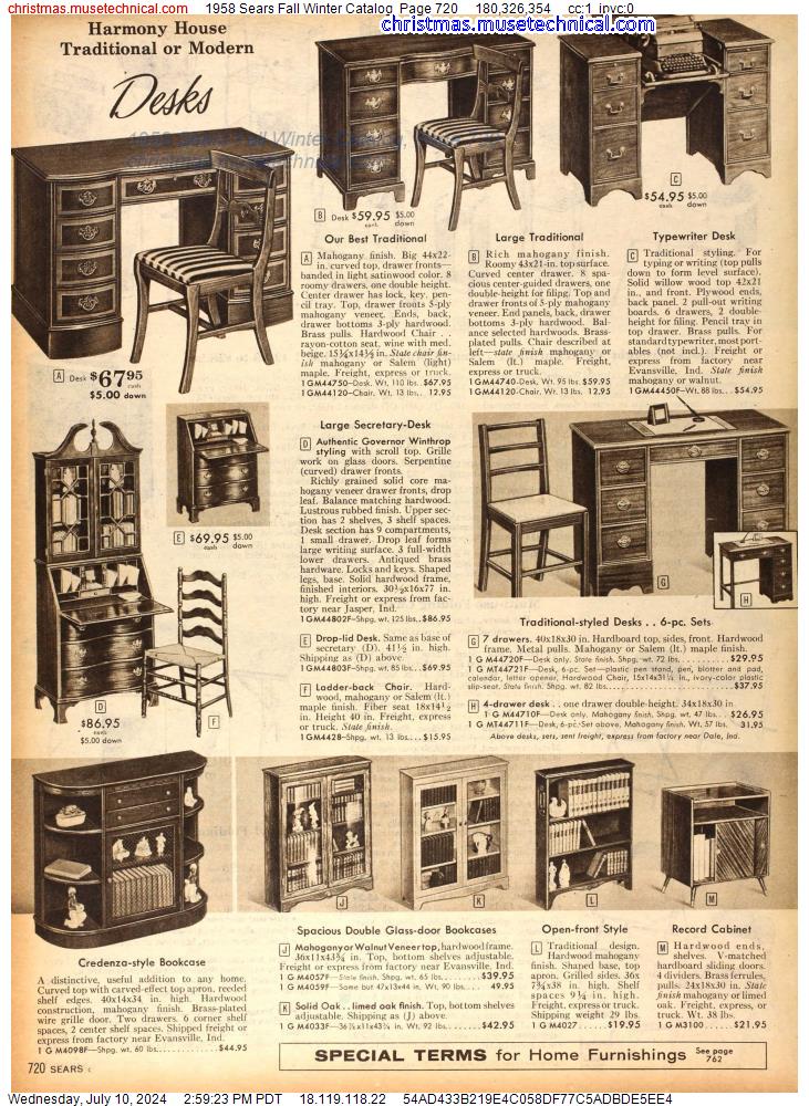 1958 Sears Fall Winter Catalog, Page 720