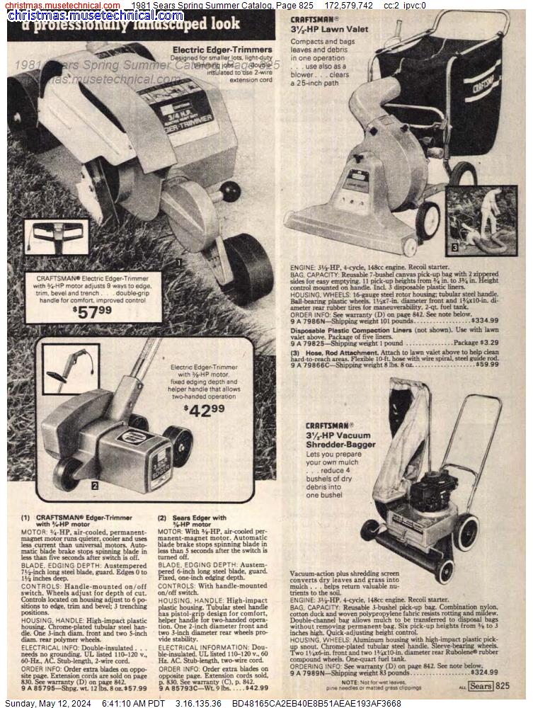 1981 Sears Spring Summer Catalog, Page 825