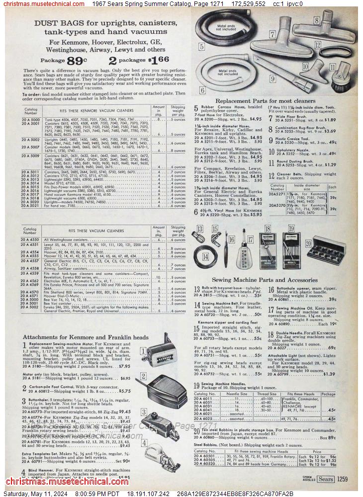 1967 Sears Spring Summer Catalog, Page 1271