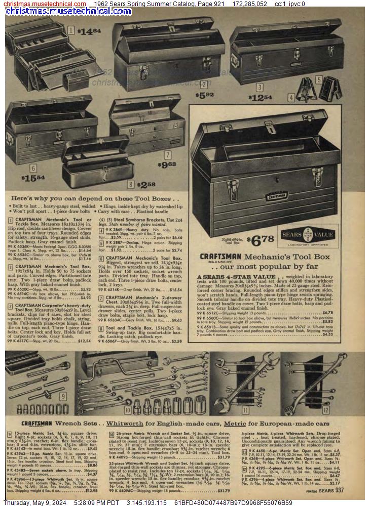1962 Sears Spring Summer Catalog, Page 921