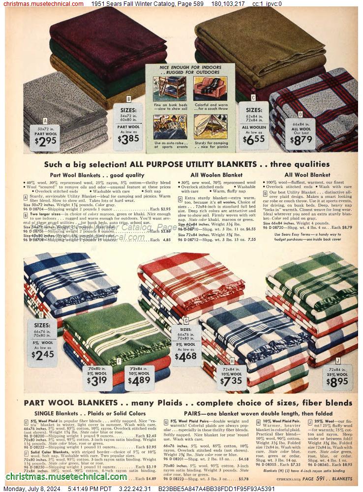 1951 Sears Fall Winter Catalog, Page 589