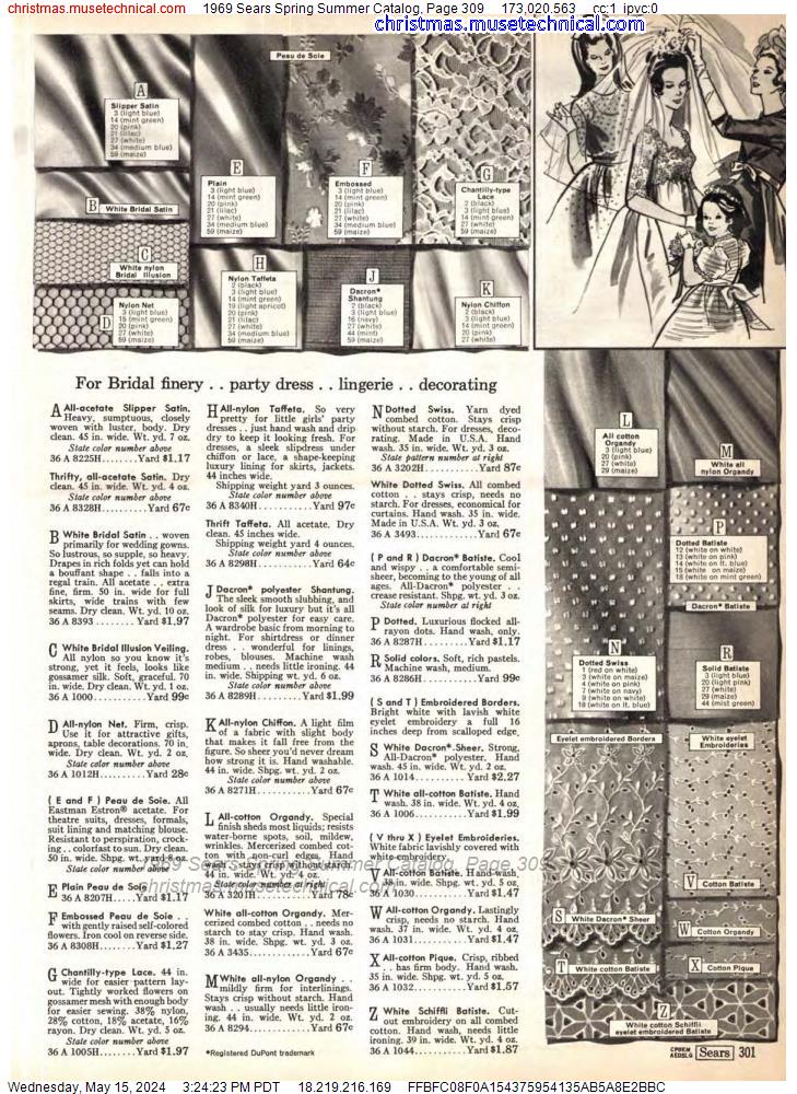 1969 Sears Spring Summer Catalog, Page 309