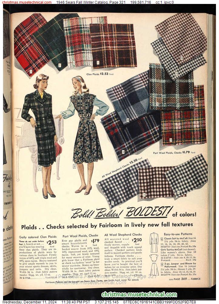 1946 Sears Fall Winter Catalog, Page 321