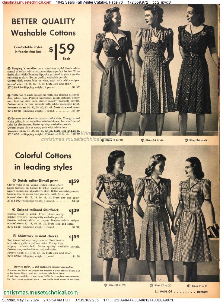 1942 Sears Fall Winter Catalog, Page 70