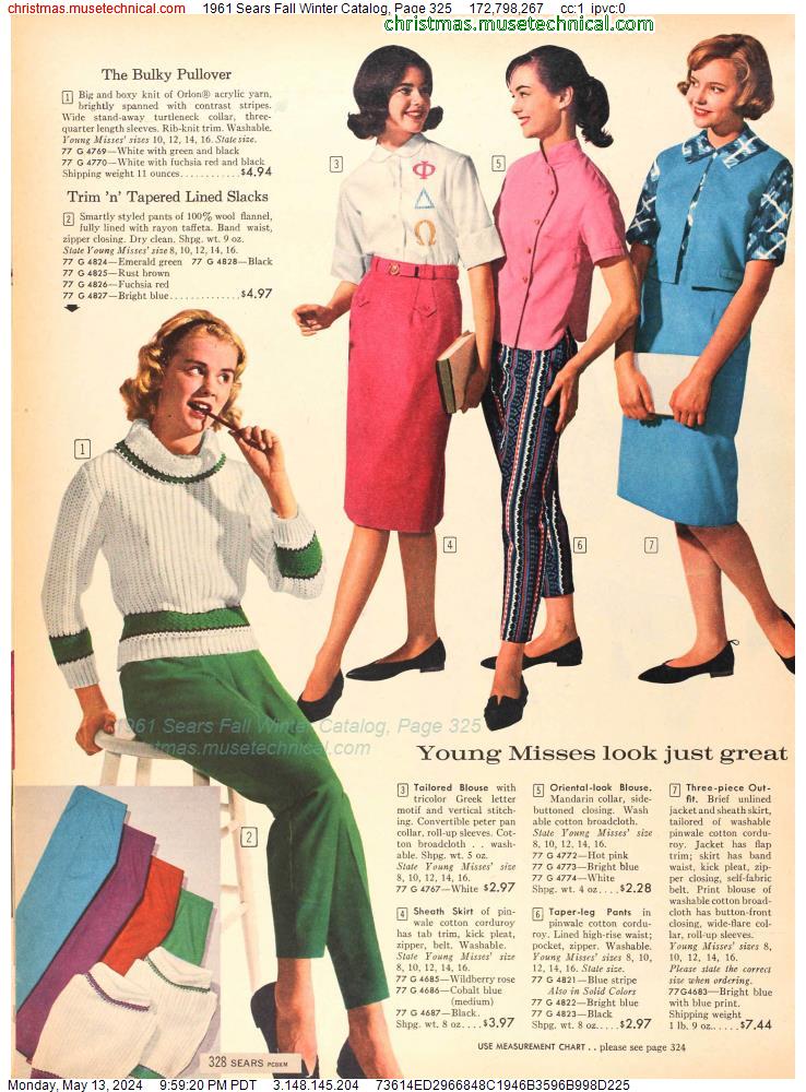 1961 Sears Fall Winter Catalog, Page 325