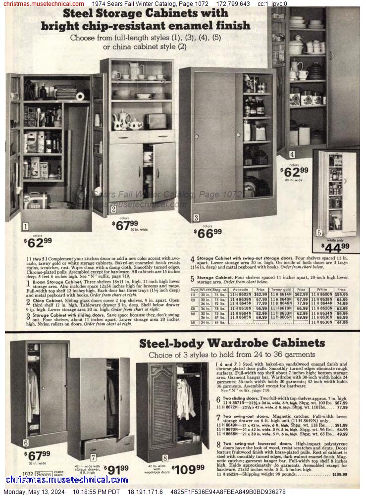 1974 Sears Fall Winter Catalog, Page 1072