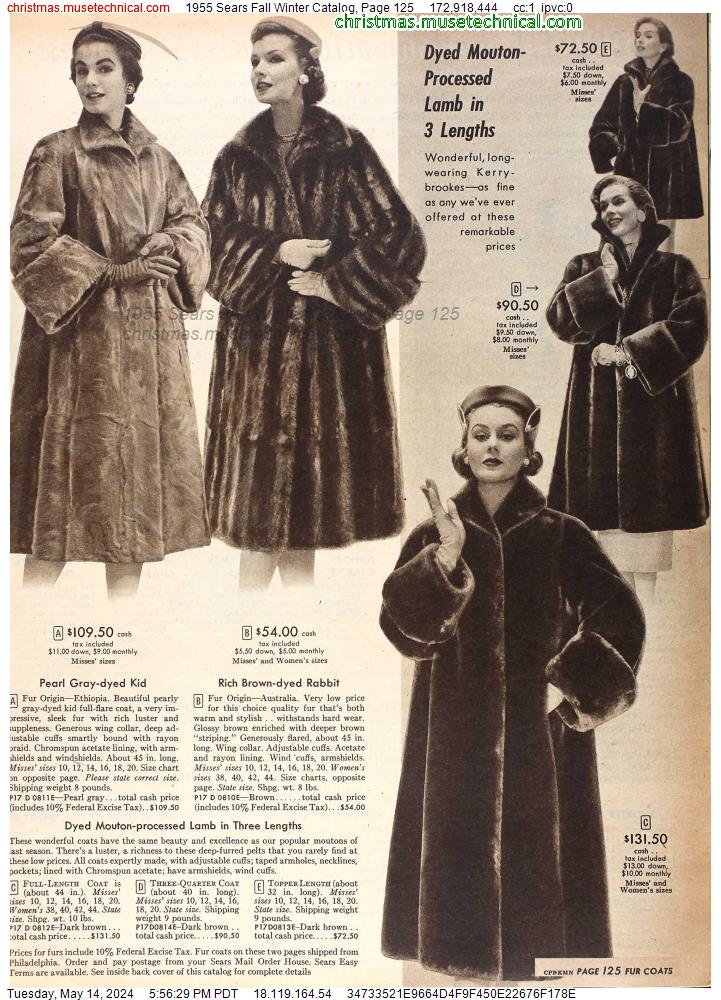 1955 Sears Fall Winter Catalog, Page 125