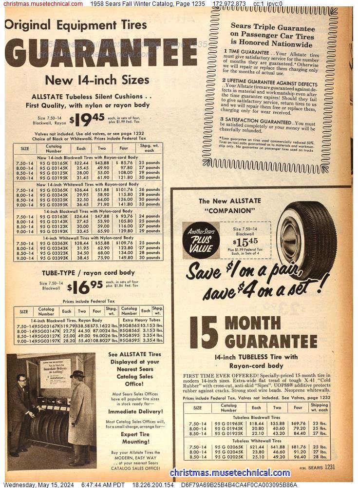 1958 Sears Fall Winter Catalog, Page 1235