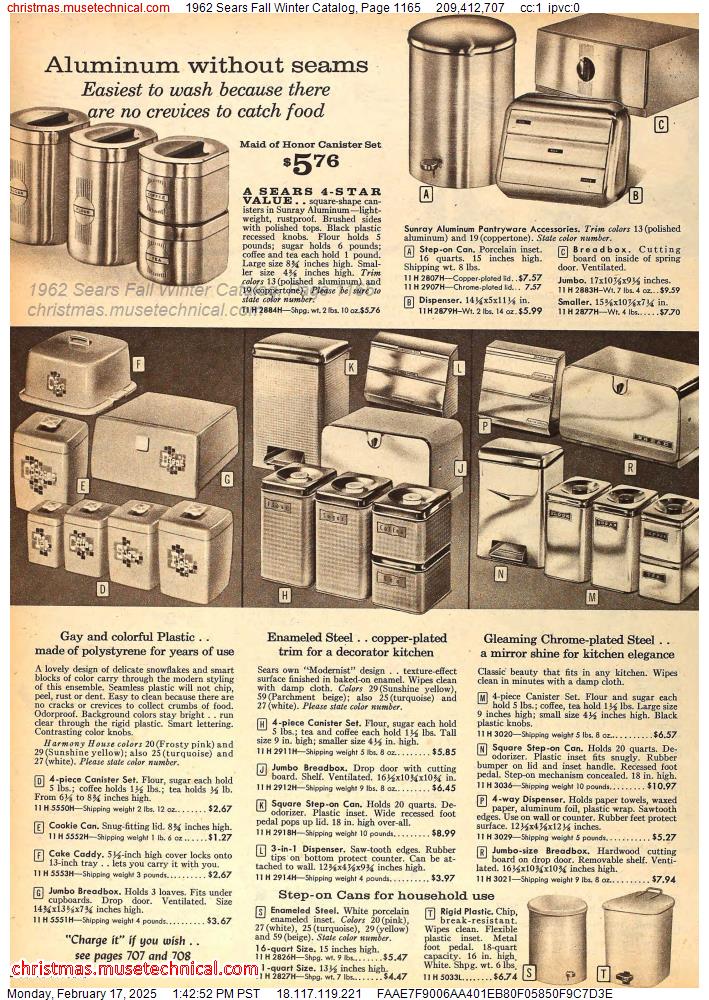 1962 Sears Fall Winter Catalog, Page 1165