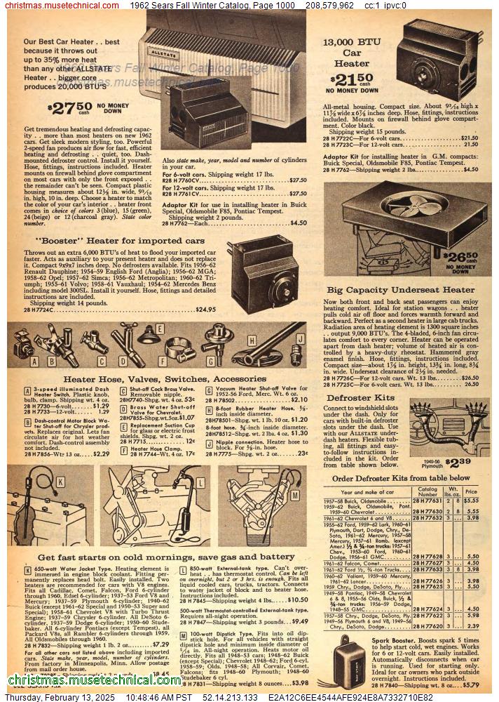 1962 Sears Fall Winter Catalog, Page 1000