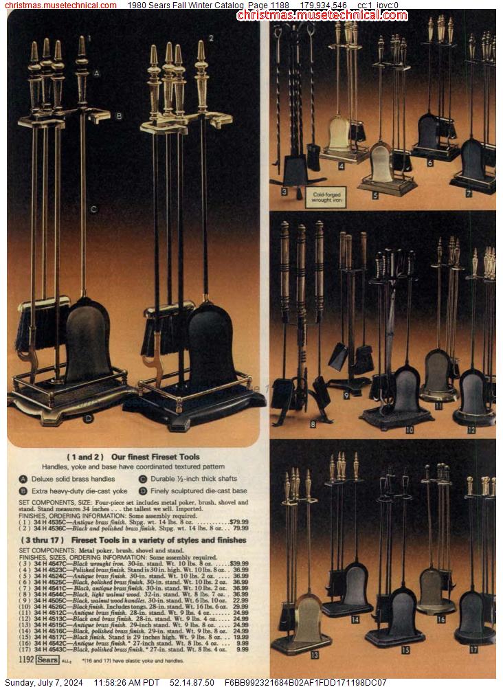 1980 Sears Fall Winter Catalog, Page 1188