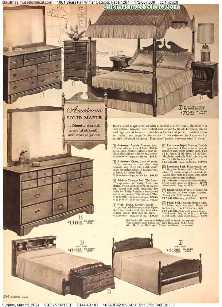 1961 Sears Fall Winter Catalog, Page 1267