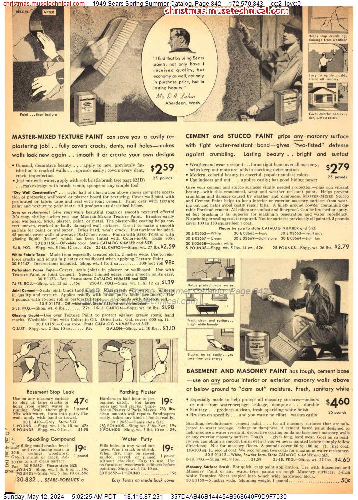 1949 Sears Spring Summer Catalog, Page 842