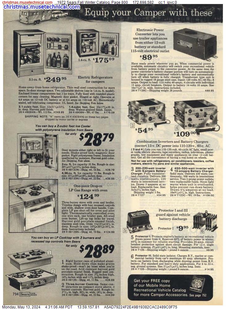 1972 Sears Fall Winter Catalog, Page 800