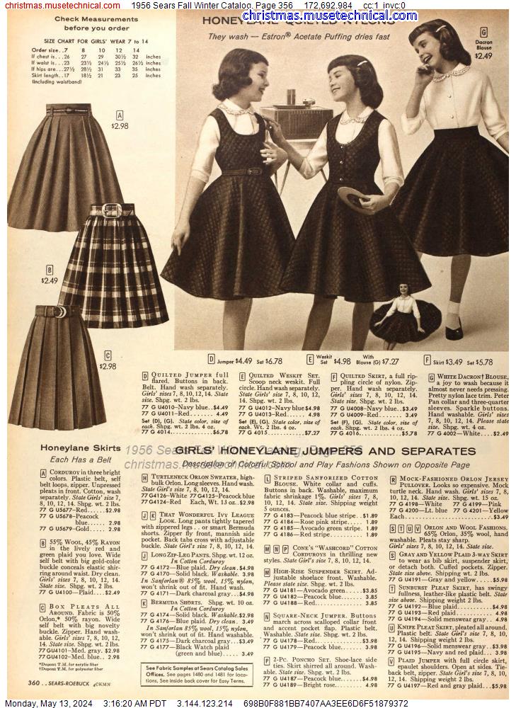 1956 Sears Fall Winter Catalog, Page 356