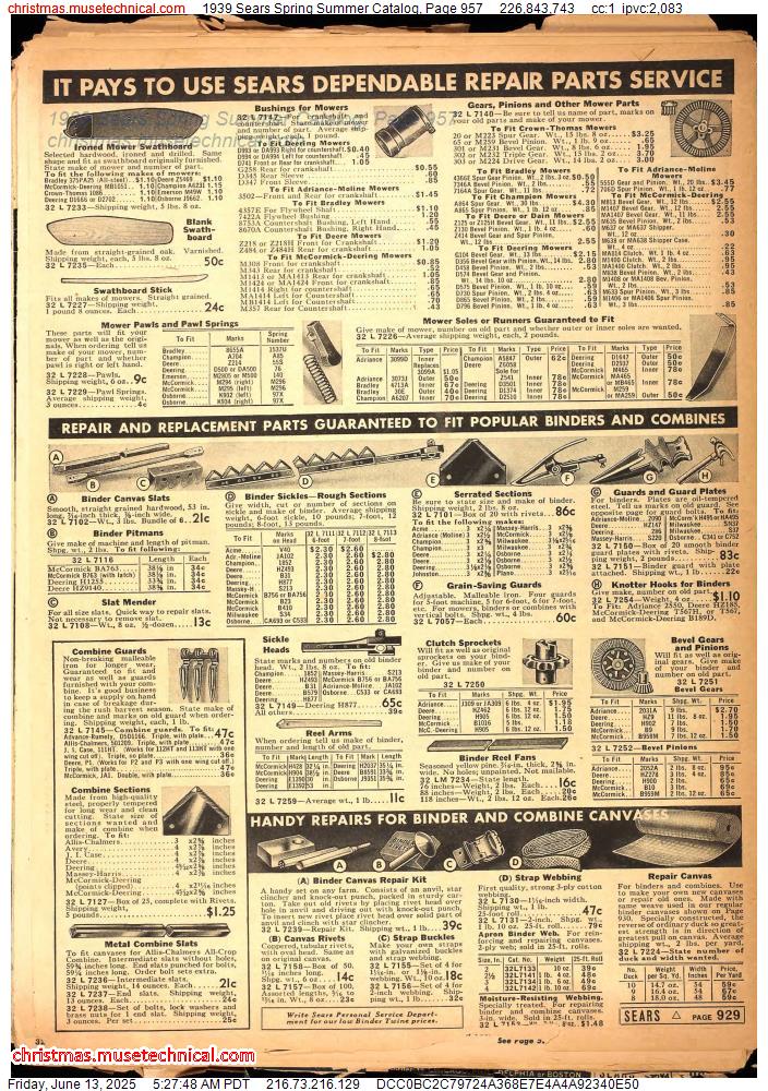 1939 Sears Spring Summer Catalog, Page 957