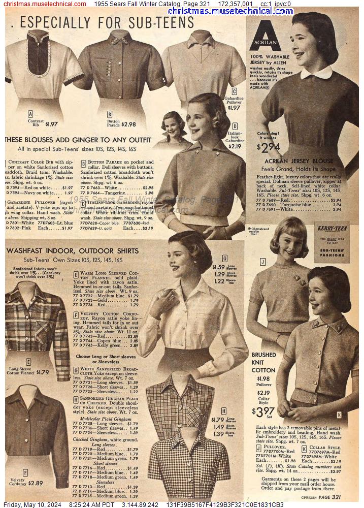 1955 Sears Fall Winter Catalog, Page 321