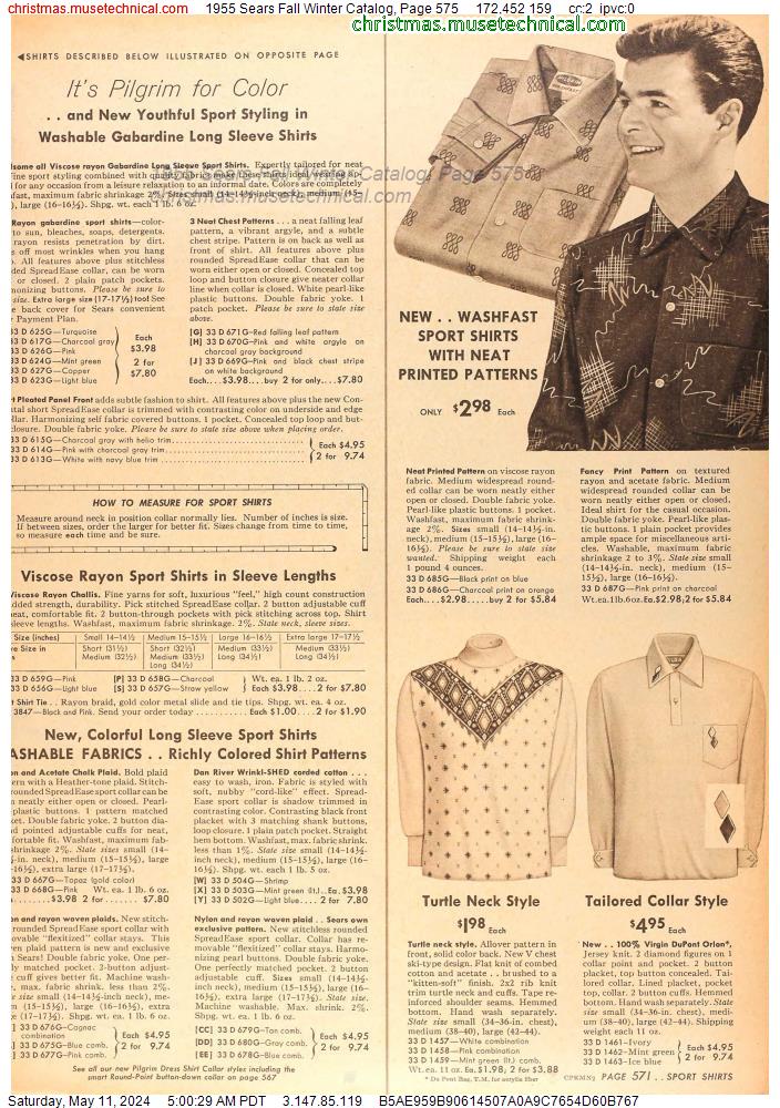 1955 Sears Fall Winter Catalog, Page 575