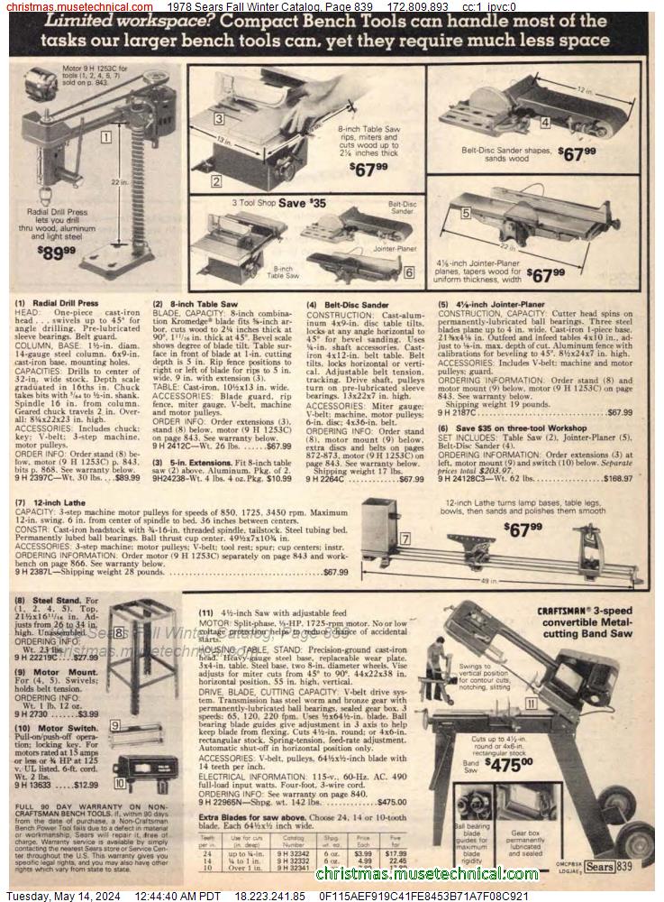 1978 Sears Fall Winter Catalog, Page 839