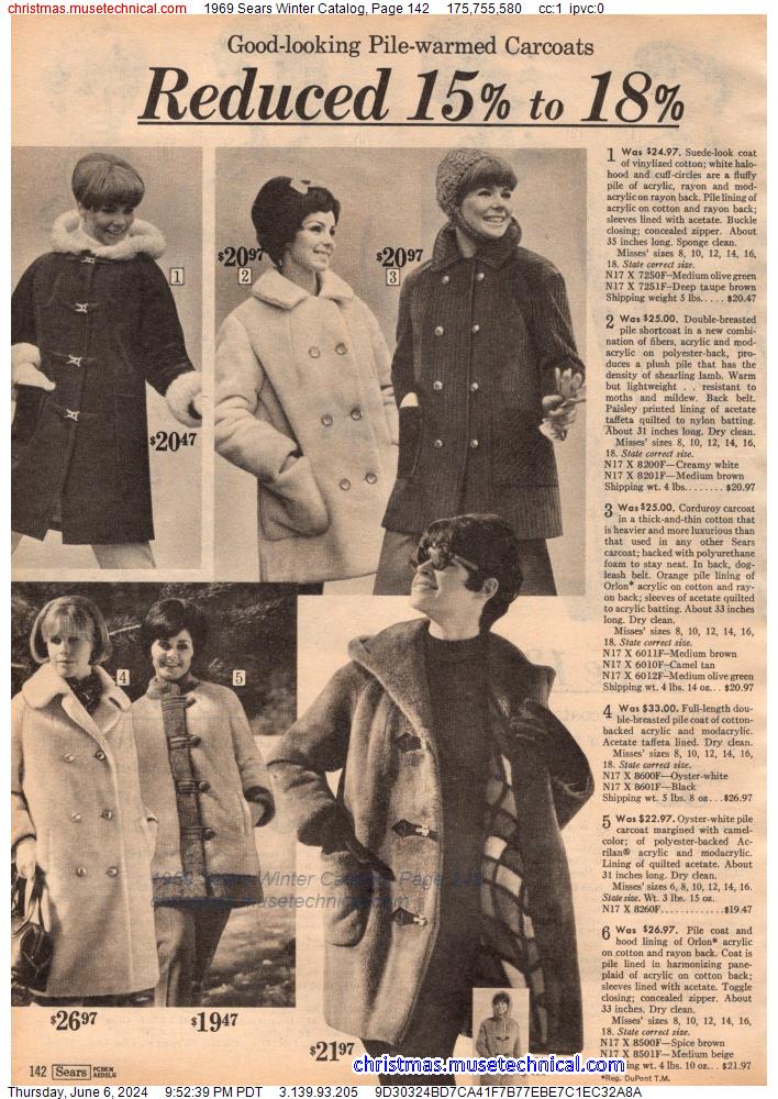 1969 Sears Winter Catalog, Page 142