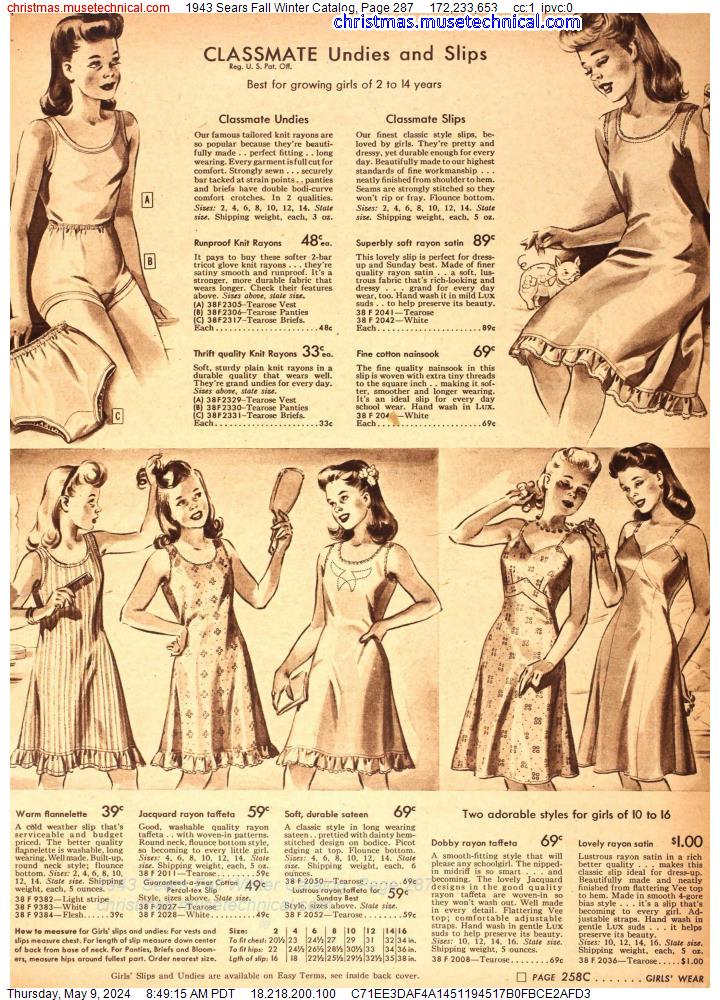 1943 Sears Fall Winter Catalog, Page 287