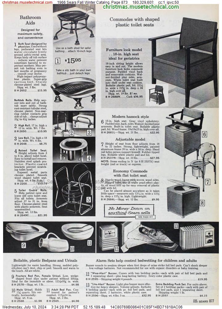 1966 Sears Fall Winter Catalog, Page 873