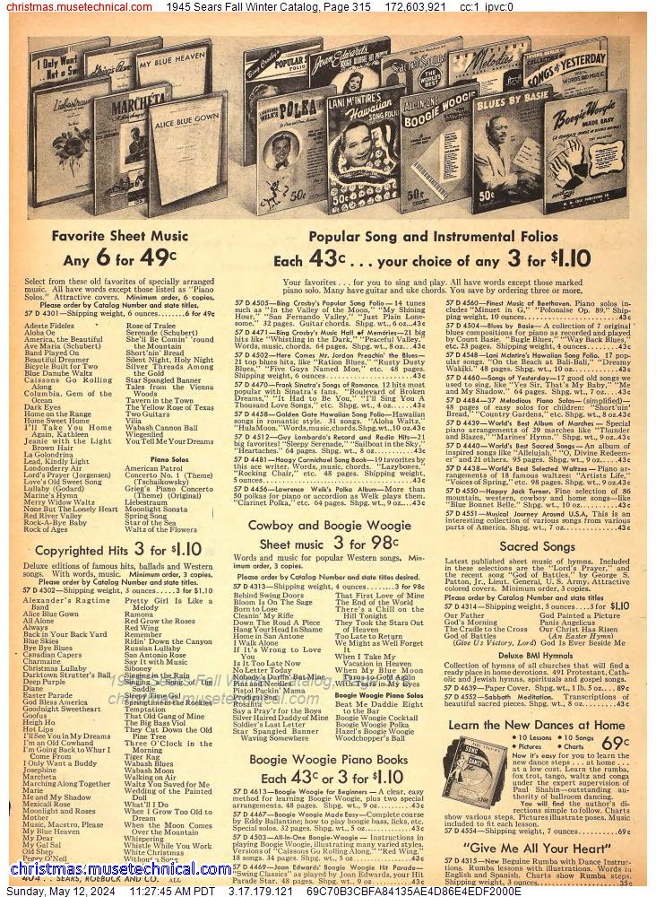 1945 Sears Fall Winter Catalog, Page 315