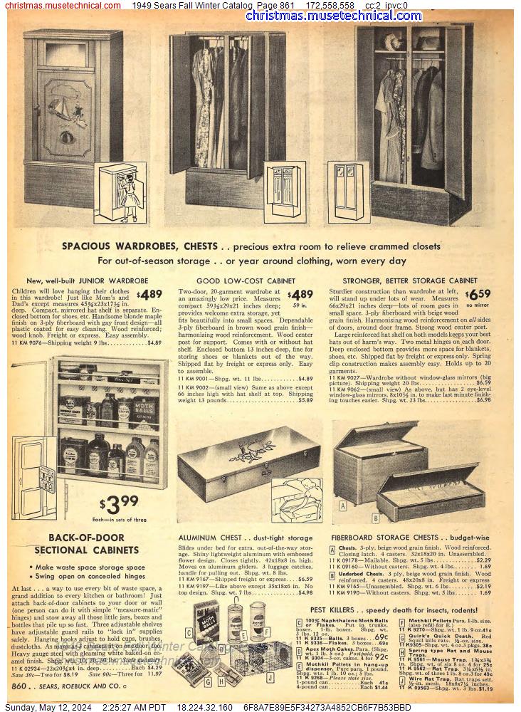 1949 Sears Fall Winter Catalog, Page 861