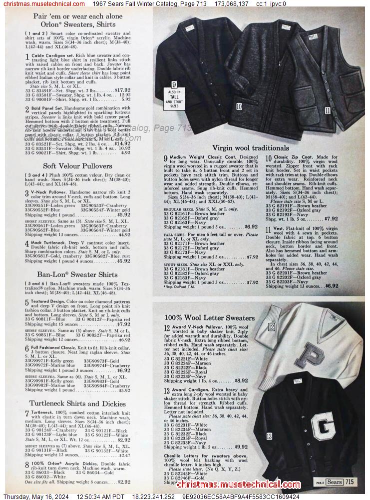 1967 Sears Fall Winter Catalog, Page 713