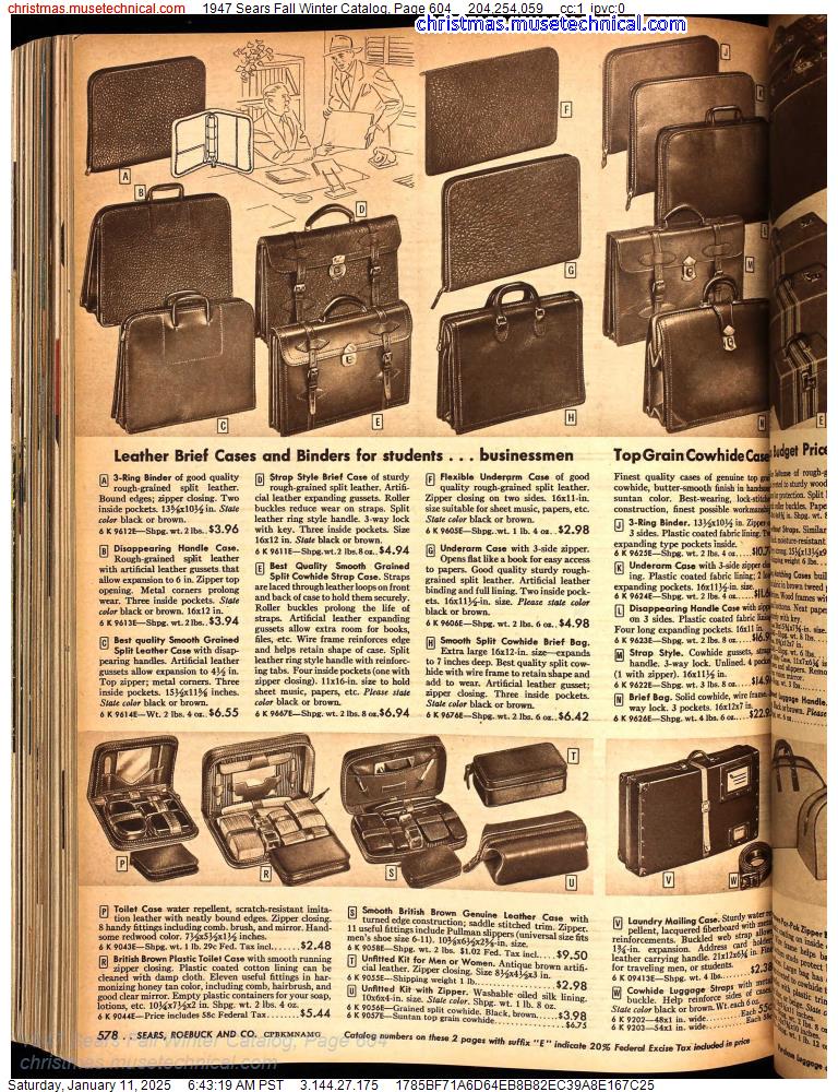 1947 Sears Fall Winter Catalog, Page 604