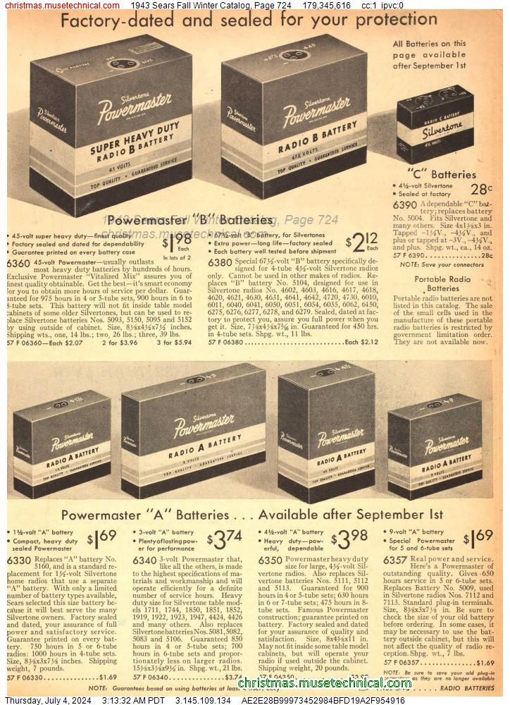 1943 Sears Fall Winter Catalog, Page 724