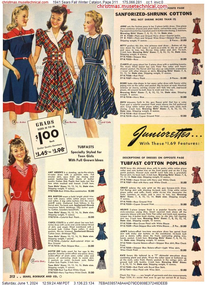 1941 Sears Fall Winter Catalog, Page 311