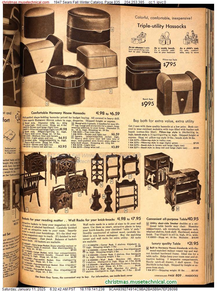 1947 Sears Fall Winter Catalog, Page 835