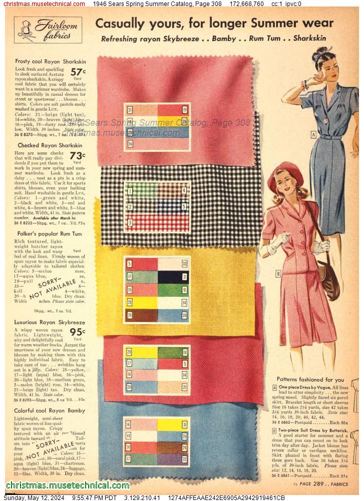 1946 Sears Spring Summer Catalog, Page 308