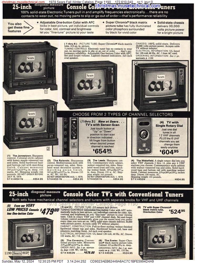 1978 Sears Fall Winter Catalog, Page 1190
