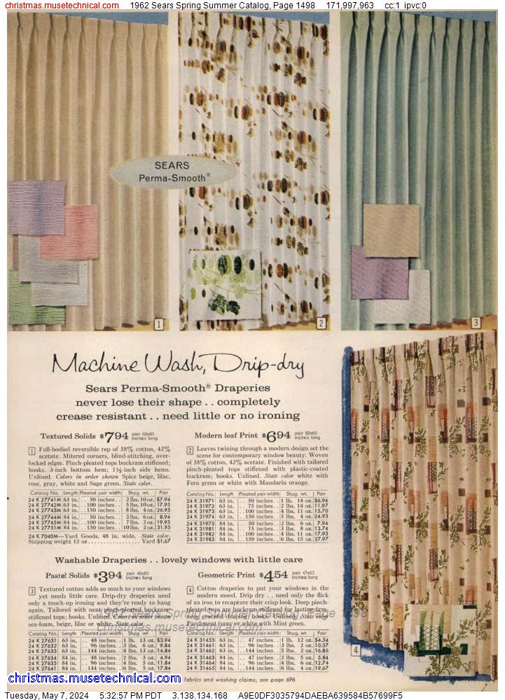 1962 Sears Spring Summer Catalog, Page 1498