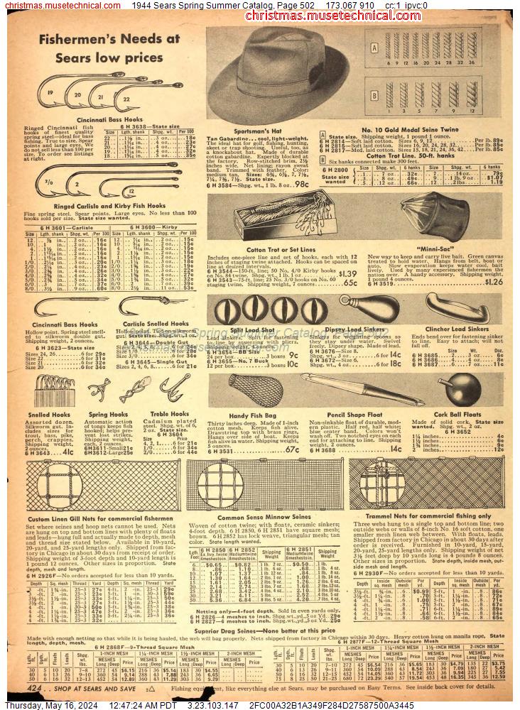 1944 Sears Spring Summer Catalog, Page 502