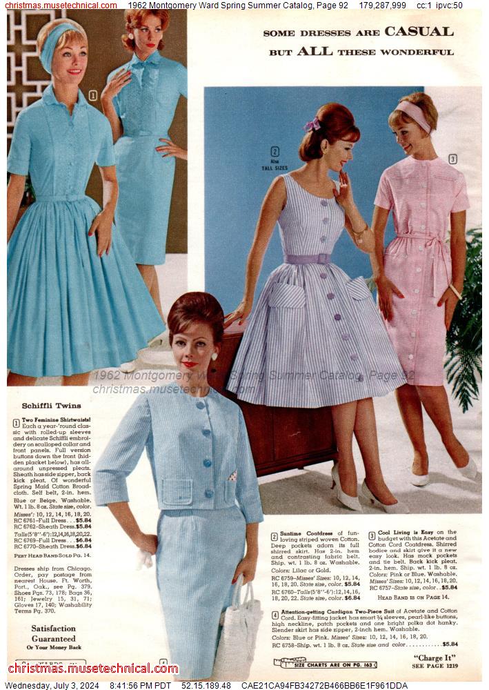 1962 Montgomery Ward Spring Summer Catalog, Page 92