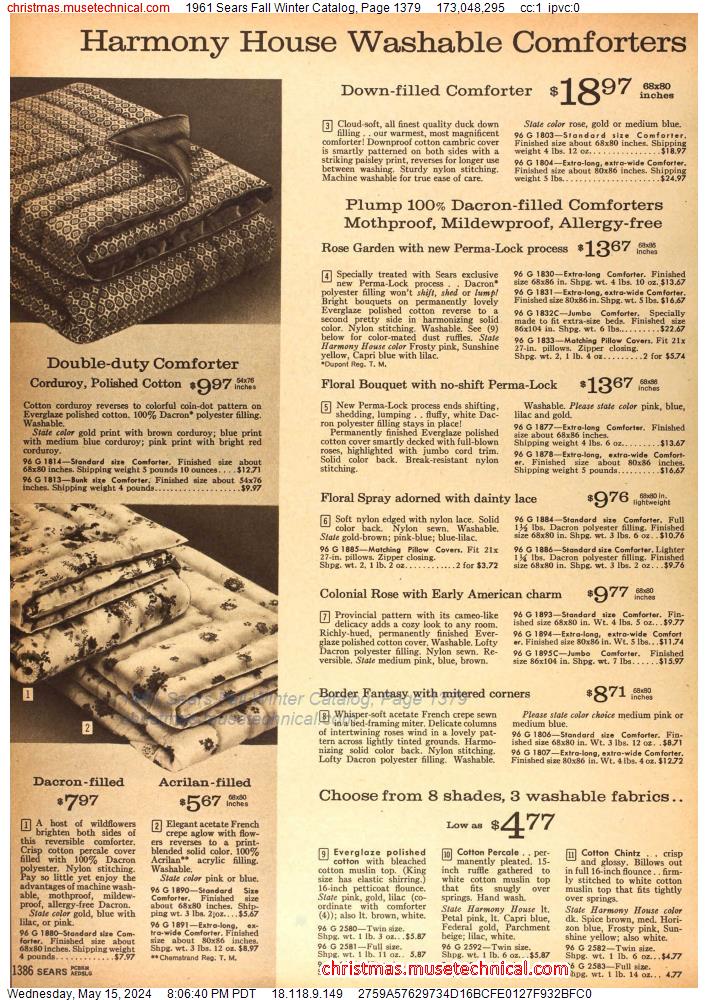 1961 Sears Fall Winter Catalog, Page 1379