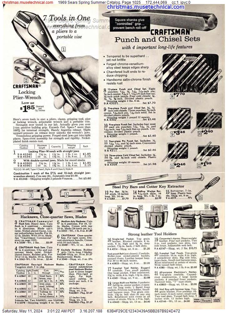1969 Sears Spring Summer Catalog, Page 1025