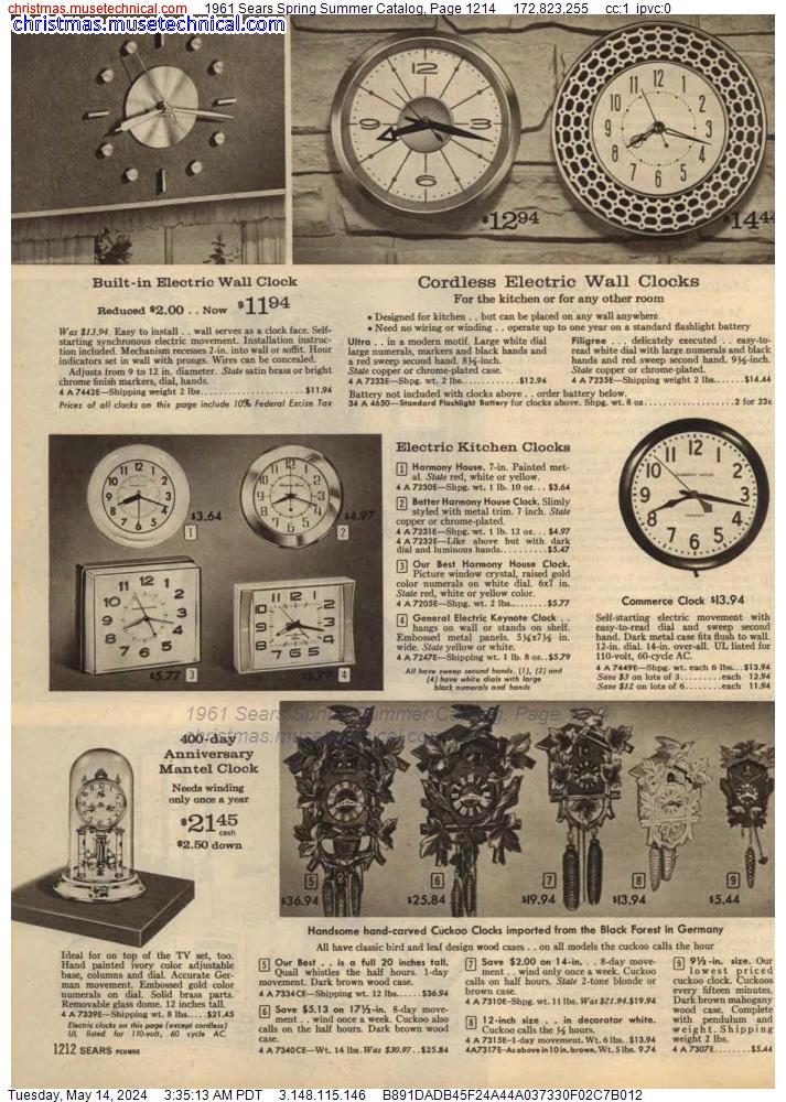 1961 Sears Spring Summer Catalog, Page 1214