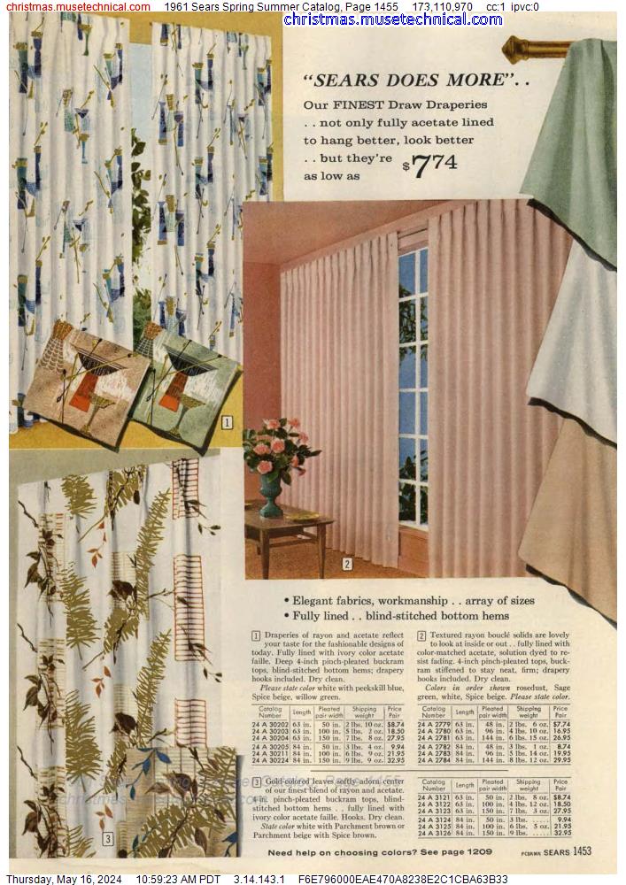 1961 Sears Spring Summer Catalog, Page 1455