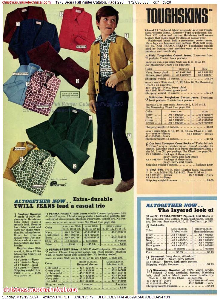 1973 Sears Fall Winter Catalog, Page 290