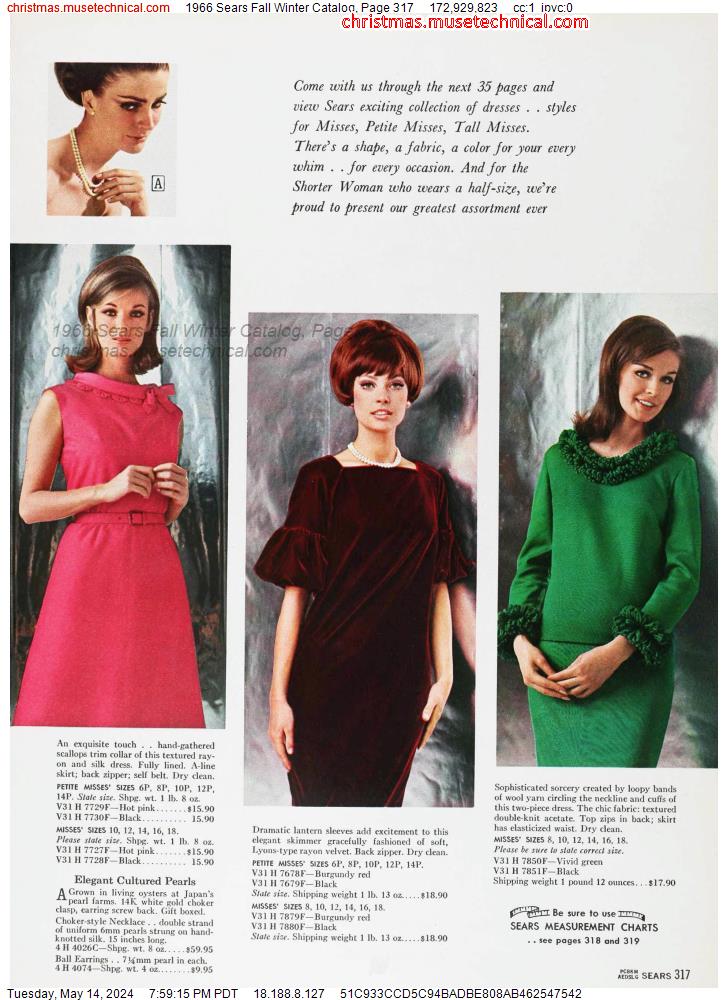 1966 Sears Fall Winter Catalog, Page 317