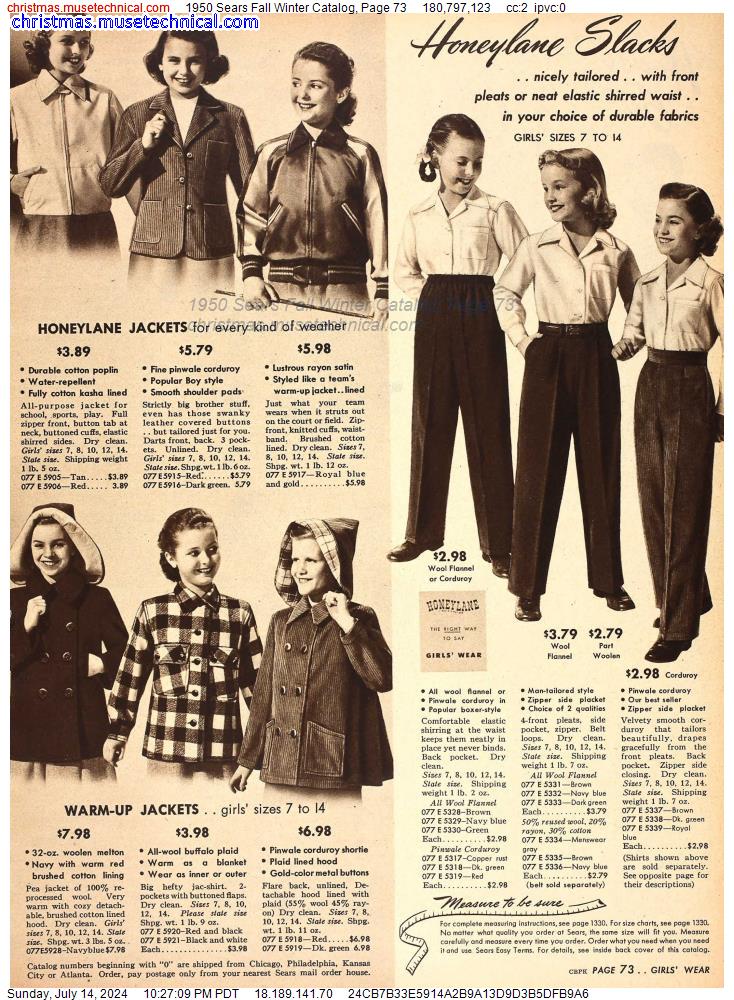 1950 Sears Fall Winter Catalog, Page 73