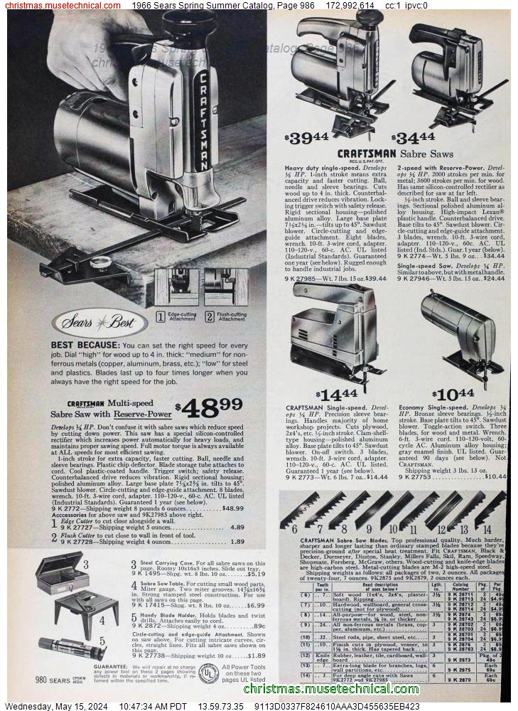 1966 Sears Spring Summer Catalog, Page 986
