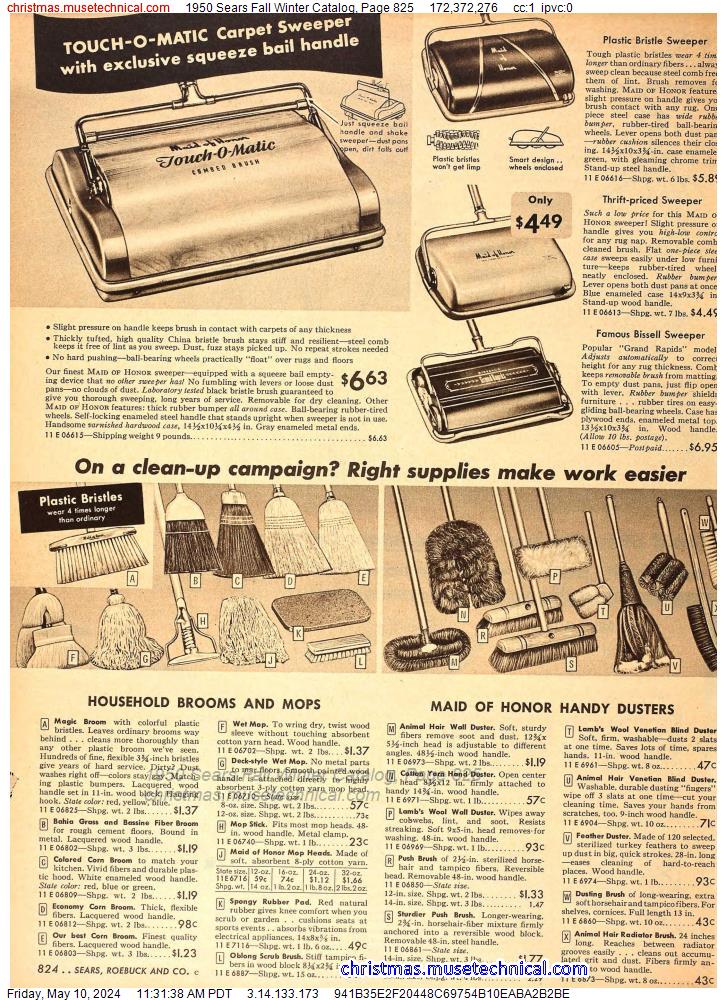 1950 Sears Fall Winter Catalog, Page 825