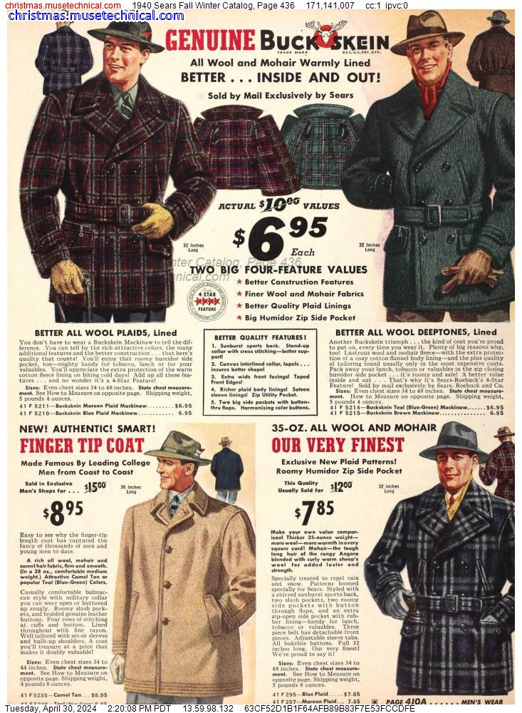 1940 Sears Fall Winter Catalog, Page 436
