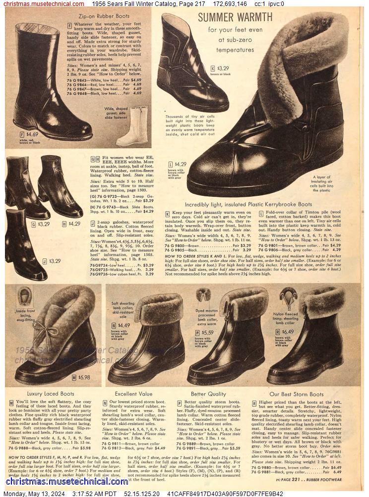 1956 Sears Fall Winter Catalog, Page 217